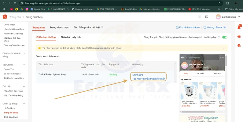 Hướng Dẫn Thiết Kế Gian Hàng Shopee Ấn Tượng và Cách Trang Trí Shopee Tối Ưu Hiệu Quả Thiết kế gian hàng với thiết kế có sẵn hoặc tạo mới