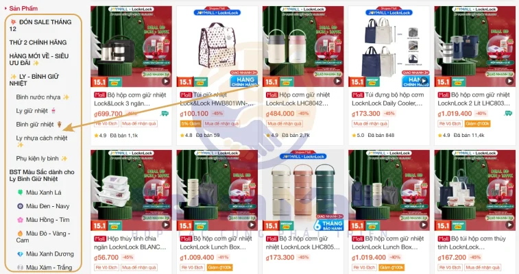 Hướng Dẫn Thiết Kế Gian Hàng Shopee Ấn Tượng và Cách Trang Trí Shopee Tối Ưu Hiệu Quả Danh mục sản phẩm cũng rất quan trọng khi thiết kế gian hàng Shopee