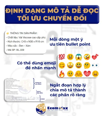 Sai Lầm Khi Viết Mô Tả Sản Phẩm Khiến Gian Hàng Mất Khách Định dạng mô tả sản phẩm chuẩn SEO