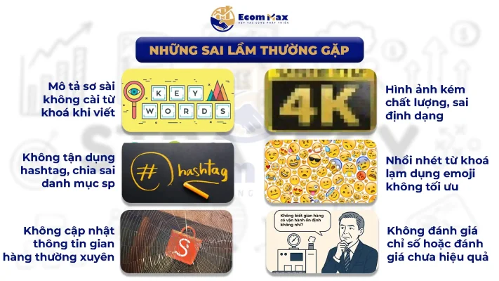 Tối Ưu SEO Shopee: 7 Bước Đưa Sản Phẩm Lên Top Tìm Kiếm Những sai lầm thường gặp trong SEO Shopee